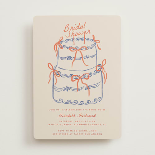 This is a rosette bridal shower invitations with standard by Vera Lim called bridalcake printing on signature in standard
