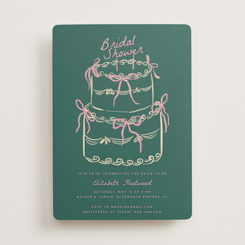 This is a olivette bridal shower invitations with standard by Vera Lim called bridalcake printing on signature in standard