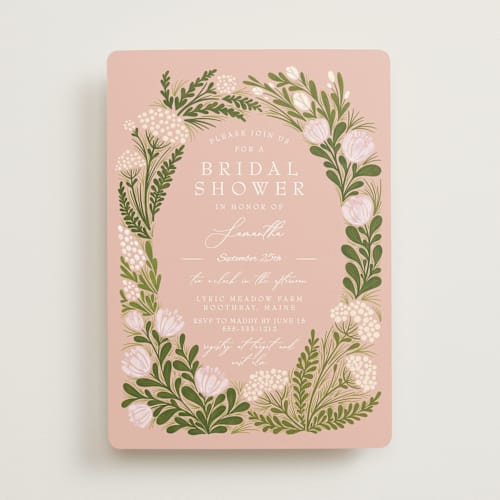 This is a rose bridal shower invitations with standard by Paper Sun Studio called floral harvest printing on signature in standard