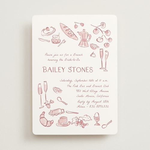 This is a deep rose bridal shower invitations with standard by Pati Cascino called lanna printing on signature in standard