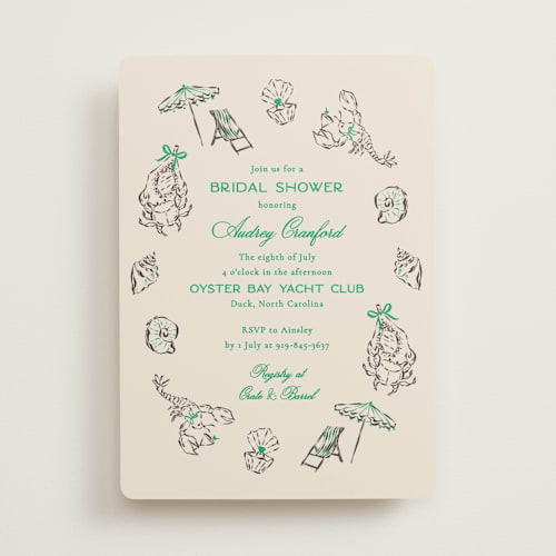This is a turf bridal shower invitations with standard by Jackie Crawford called portofino printing on signature in standard