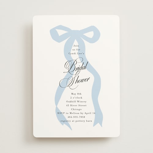 This is a blush bridal shower invitations with standard by Baumbirdy called big bow printing on signature in standard