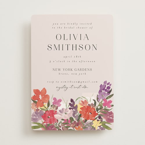 This is a peony bridal shower invitations with standard by Ashlee Townsend called wildflower garden printing on signature in standard