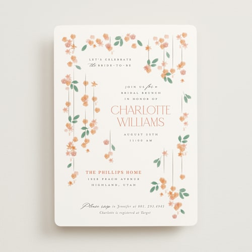 This is a sunset bridal shower invitations with standard by Robert and Stella called floral tapestry printing on signature in standard