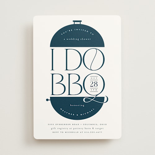 This is a water bridal shower invitations with standard by Heather Schertzer called i do bbq grill printing on signature in standard