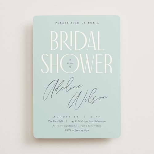 This is a bluebell bridal shower invitations with standard by Pixel and Hank called versatile printing on signature in standard