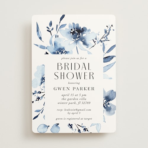 This is a sapphire bridal shower invitations with standard by Petra Kern called blu printing on signature in standard