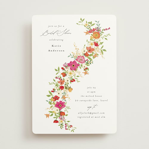 This is a tropical bridal shower invitations with standard by Susan Moyal called pretty vine printing on signature in standard