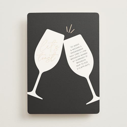 This is a evening engagement party invitations with foil pressed by mo kelley called clink printing on signature in standard