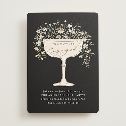 This is a charcoal engagement party invitations with foil pressed by Itsy Belle Studio called garden engagement printing on signature in standard