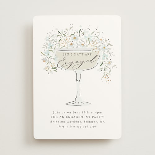 This is a sky engagement party invitations with foil pressed by Itsy Belle Studio called garden engagement printing on signature in standard