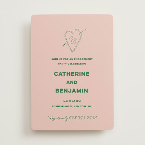 This is a avocado engagement party invitations with standard by Helena Vitto called crazy little thing called love printing on signature in standard