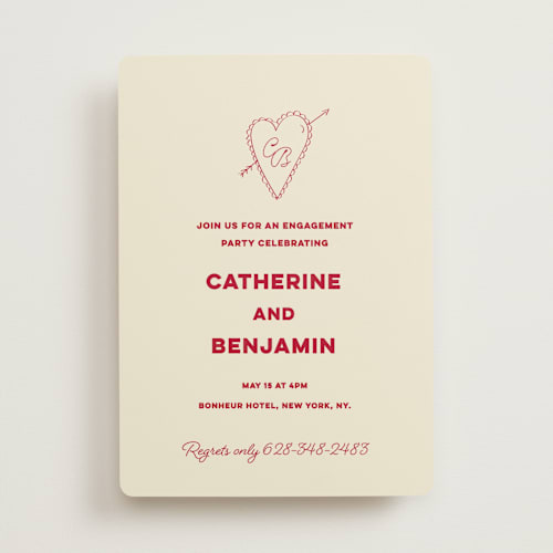 This is a strawberry engagement party invitations with standard by Helena Vitto called crazy little thing called love printing on signature in standard