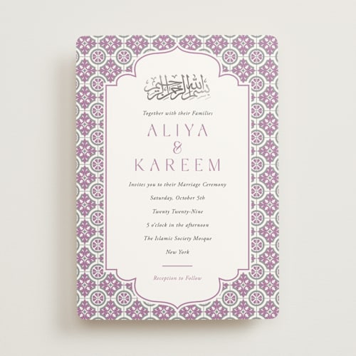 This is a iris foil stamped wedding invitations with foil pressed by Oma N. Ramkhelawan called kareem printing on signature in standard