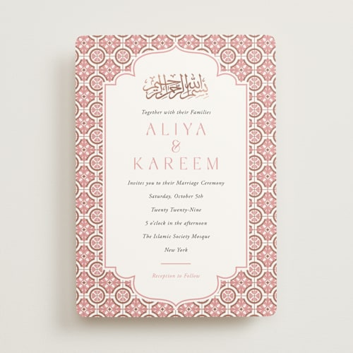 This is a peony foil stamped wedding invitations with foil pressed by Oma N. Ramkhelawan called kareem printing on signature in standard