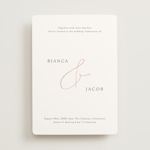 This is a cotton foil stamped wedding invitations with foil pressed by Angela Thompson called eloquent printing on signature in standard