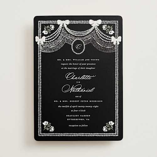 This is a onyx foil stamped wedding invitations with foil pressed by Claudia Orengo called tuileries printing on signature in standard