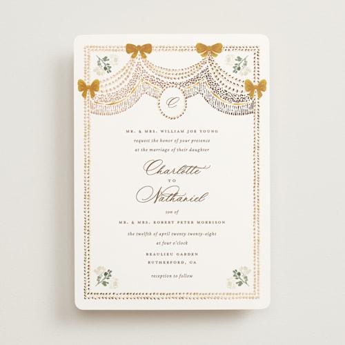 This is a amber foil stamped wedding invitations with foil pressed by Claudia Orengo called tuileries printing on signature in standard
