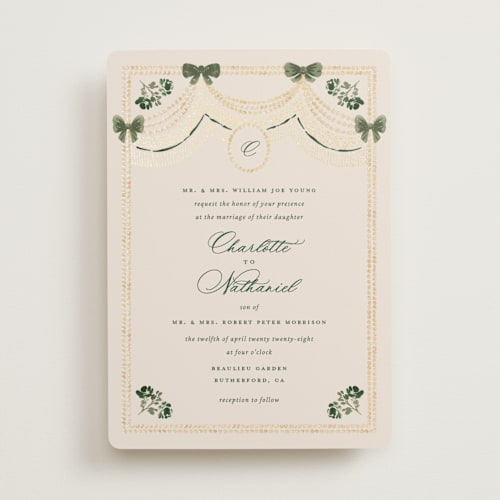This is a emerald foil stamped wedding invitations with foil pressed by Claudia Orengo called tuileries printing on signature in standard