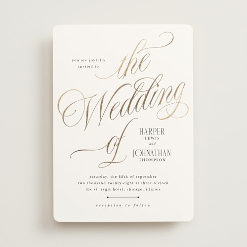 This is a diamond foil stamped wedding invitations with foil pressed by Kate Ahn called mirin printing on signature in standard