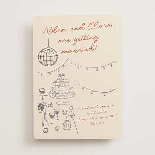 This is a sangria spark foil stamped wedding invitations with foil pressed by Zove Ahhh called party on! printing on signature in standard