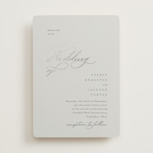 This is a stone foil stamped wedding invitations with foil pressed by Kaydi Bishop called eternal printing on signature in standard