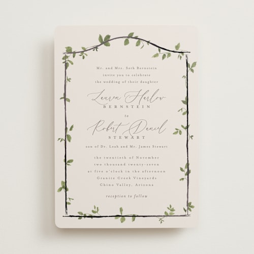 This is a fog foil stamped wedding invitations with foil pressed by Everett Paper Goods called canopy printing on signature in standard