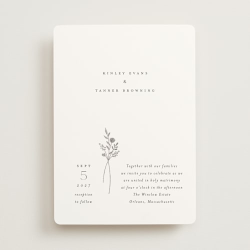 This is a cotton foil stamped wedding invitations with foil pressed by Jennifer Postorino called wildflower printing on signature in standard