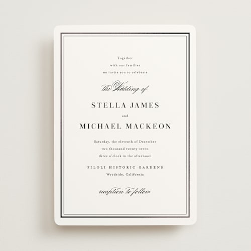 This is a cotton foil stamped wedding invitations with foil pressed by Jennifer Postorino called polished printing on signature in standard