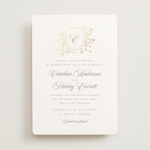 This is a chiffon foil stamped wedding invitations with foil pressed by Kristie Kern called aperol printing on signature in standard