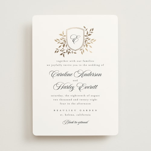 This is a black tie foil stamped wedding invitations with foil pressed by Kristie Kern called aperol printing on signature in standard