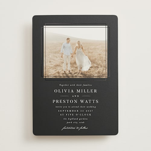 This is a onyx foil stamped wedding invitations with foil pressed by Robert and Stella called regent printing on signature in standard