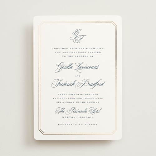 This is a pearl foil stamped wedding invitations with foil pressed by chocomocacino called othellolagkage printing on signature in standard