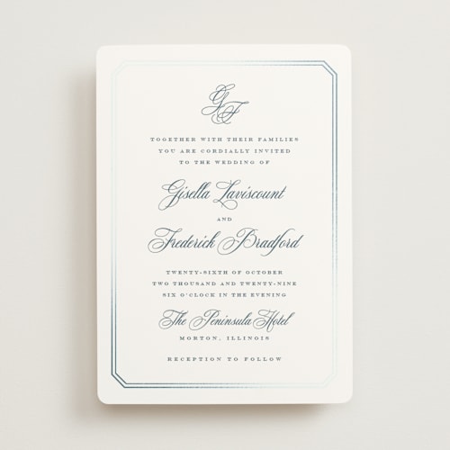 This is a pearl foil stamped wedding invitations with foil pressed by chocomocacino called othellolagkage printing on signature in standard