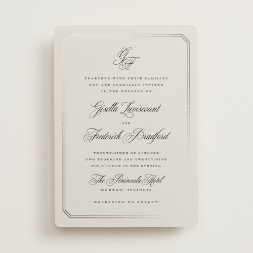 This is a stone foil stamped wedding invitations with foil pressed by chocomocacino called othellolagkage printing on signature in standard