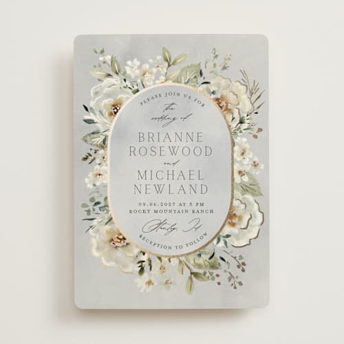 This is a meadow foil stamped wedding invitations with foil pressed by Petra Kern called love song printing on signature in standard