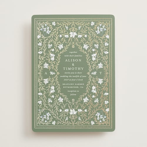 This is a morris foil stamped wedding invitations with foil pressed by Claudia Orengo called victorian printing on signature in standard