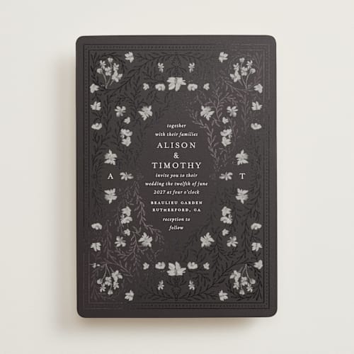 This is a lutyens foil stamped wedding invitations with foil pressed by Claudia Orengo called victorian printing on signature in standard