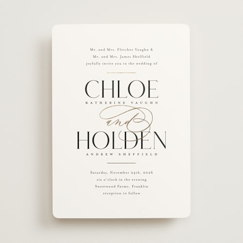 This is a sugar foil stamped wedding invitations with foil pressed by Jessica Williams called idyllic printing on signature in standard
