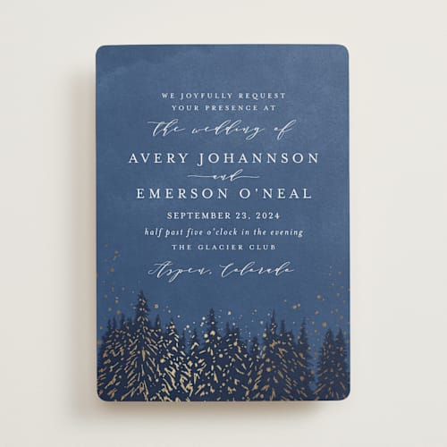 This is a midnight foil stamped wedding invitations with foil pressed by Kristie Kern called aspen printing on signature in standard