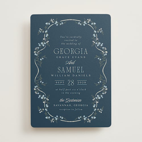 This is a ocean wedding invitations with standard by Laura Hankins called trailing garden printing on signature in standard