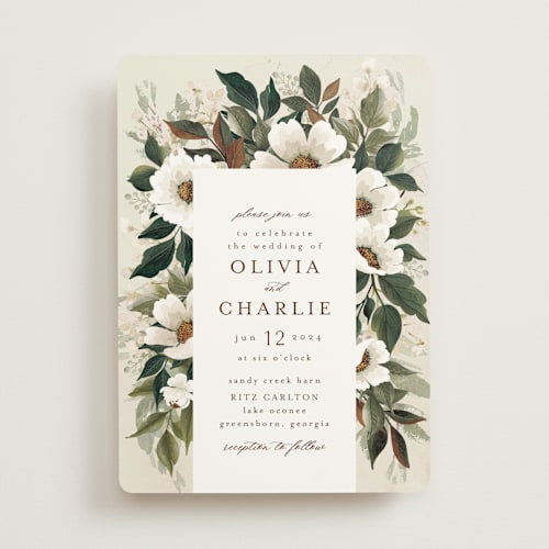 This is a magnolia wedding invitations with standard by Chris Griffith called a garden wedding printing on signature in standard