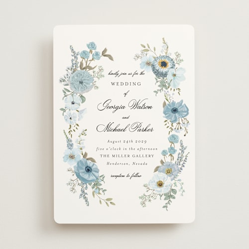 This is a seaside wedding invitations with standard by Susan Moyal called cherished printing on signature in standard