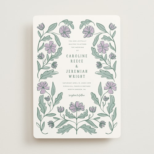 This is a hydrangea wedding invitations with standard by Kelly Watkins called botanical printing on signature in standard