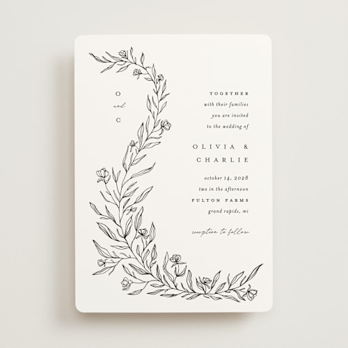 This is a alpine wedding invitations with standard by Pixel and Hank called floral cascade printing on signature in standard
