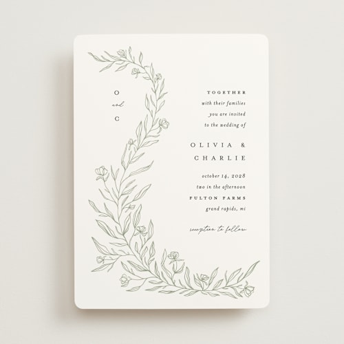 This is a fern wedding invitations with standard by Pixel and Hank called floral cascade printing on signature in standard