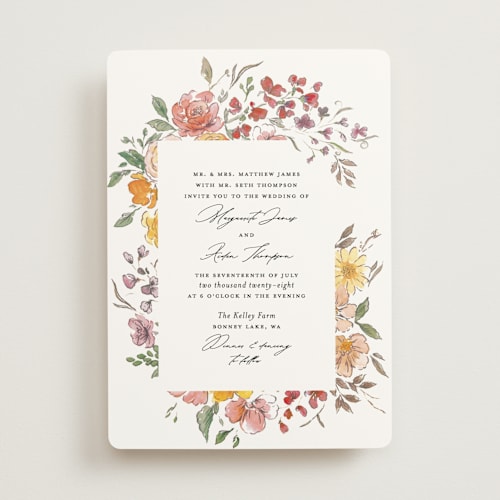 This is a autumn wedding invitations with standard by Itsy Belle Studio called floral pop printing on signature in standard