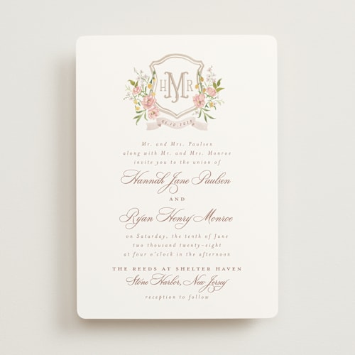This is a petal wedding invitations with standard by Everett Paper Goods called avalon printing on signature in standard
