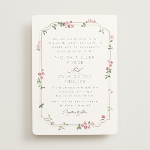 This is a peony wedding invitations with standard by Everett Paper Goods called wistful printing on signature in standard