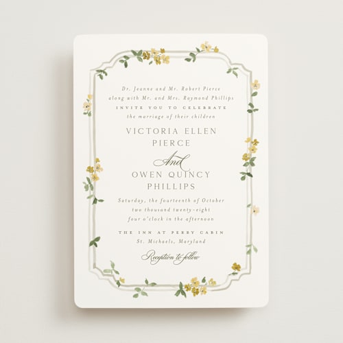 This is a citrine wedding invitations with standard by Everett Paper Goods called wistful printing on signature in standard